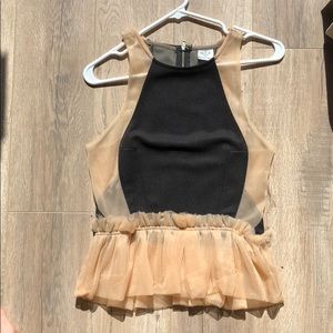 Tan and black top